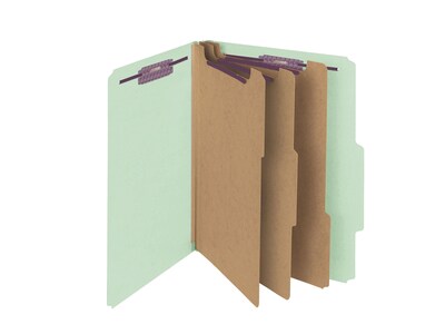 Smead Classification Folders with SafeSHIELD Fasteners, 3" Expansion, Letter Size, 3 Dividers, Gray/Green, 10/Box (14091)