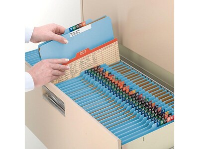 Smead Pressboard Classification Folders with SafeSHIELD Fasteners, 3" Expansion, Letter Size, 3 Dividers, Blue, 10/Box (14094)