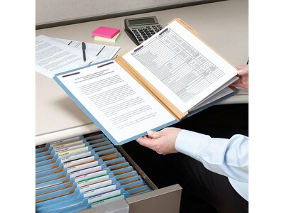Smead Pressboard Classification Folders with SafeSHIELD Fasteners, 3" Expansion, Letter Size, 3 Dividers, Blue, 10/Box (14094)