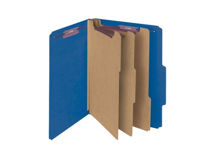 Smead Classification Folders with SafeSHIELD Fasteners, 3" Expansion, Letter Size, 3 Dividers, Dark Blue, 10/Box (14096)