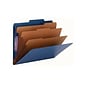 Smead Classification Folders with SafeSHIELD Fasteners, 3" Expansion, Letter Size, 3 Dividers, Dark Blue, 10/Box (14096)