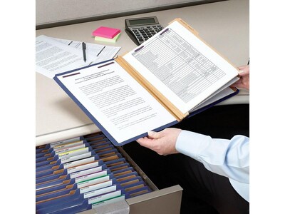 Smead Classification Folders with SafeSHIELD Fasteners, 3" Expansion, Letter Size, 3 Dividers, Dark Blue, 10/Box (14096)