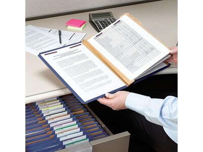 Smead Classification Folders with SafeSHIELD Fasteners, 3" Expansion, Letter Size, 3 Dividers, Dark Blue, 10/Box (14096)