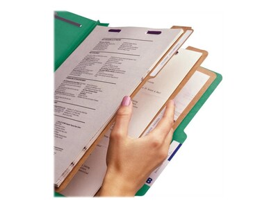 Smead Pressboard Classification Folders with SafeSHIELD Fasteners, 3" Expansion, Letter Size, 3 Dividers, Green, 10/Box (14097)