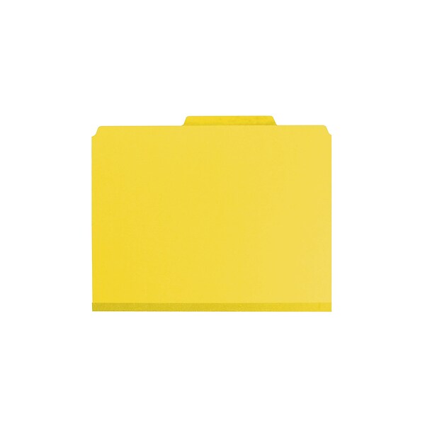 Smead Pressboard Classification Folders with SafeSHIELD Fasteners, 3 Expansion, Letter Size, 3 Dividers, Yellow, 10/Box (14098)