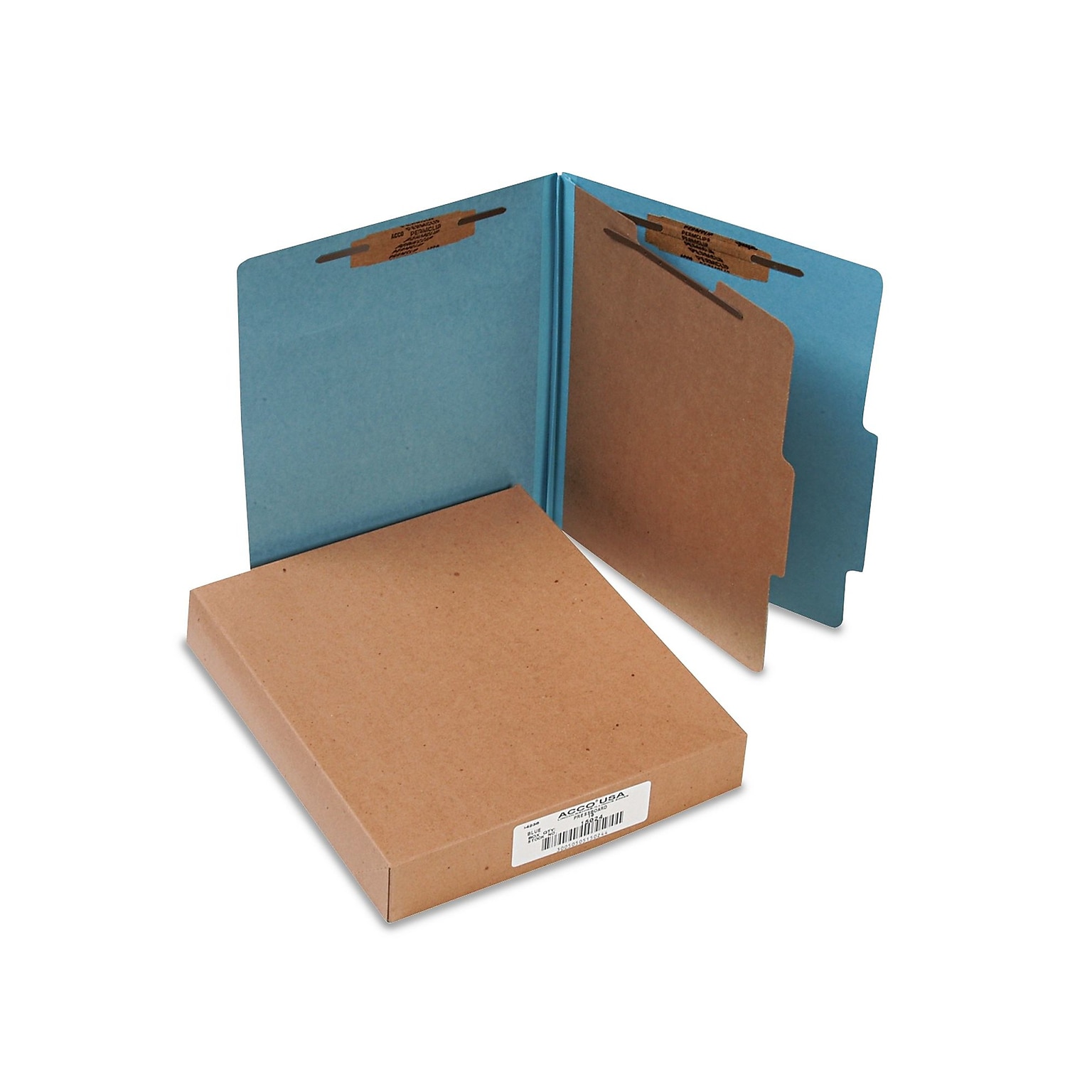 ACCO Pressboard 4-Part Classification Folders, Letter Size, Blue, 10/Box (A7015024)