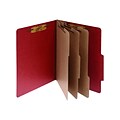 ACCO Pressboard Classification Folders with Permclip Fasteners, 8-Parts, Letter Size, 3 Dividers, Earth Red, 10/Box (A7015038)