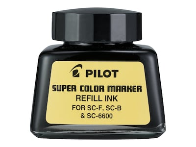 Pilot Super Color Permanent Marker Bottled Ink Refill, Black Ink (43500)