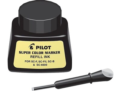 Pilot Super Color Permanent Marker Bottled Ink Refill, Black Ink (43500)