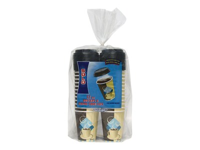 Solo Duo Shield® Tuscan Café Cups & Lids, 12 Oz., Multicolor, 52/Pack (FSIC12-J7534)