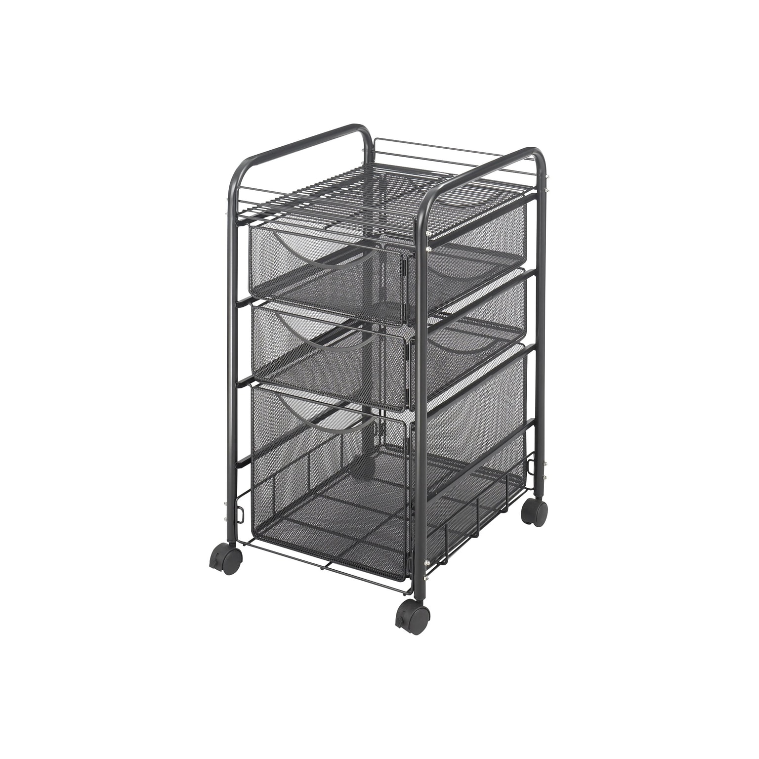 Safco Onyx Mesh Mobile File Cart with Lockable Wheels, Black (5213BL)