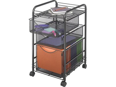 Safco Onyx Mesh Mobile File Cart with Lockable Wheels, Black (5213BL)