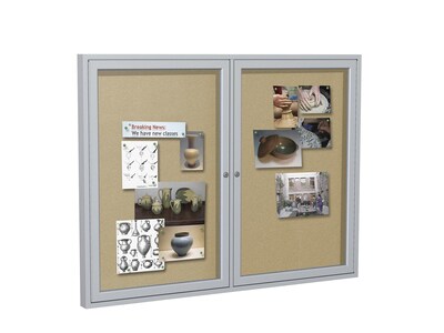 Ghent Vinyl Enclosed Bulletin Board, Satin Frame, 3'H x 4'W (PA23648VX-181)