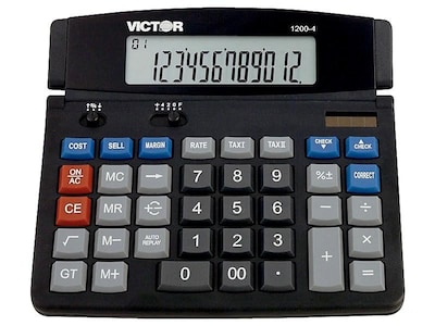 Victor Technology Professional 12-Digit Battery/Solar Powered Basic Calculator, Black (1200-4)