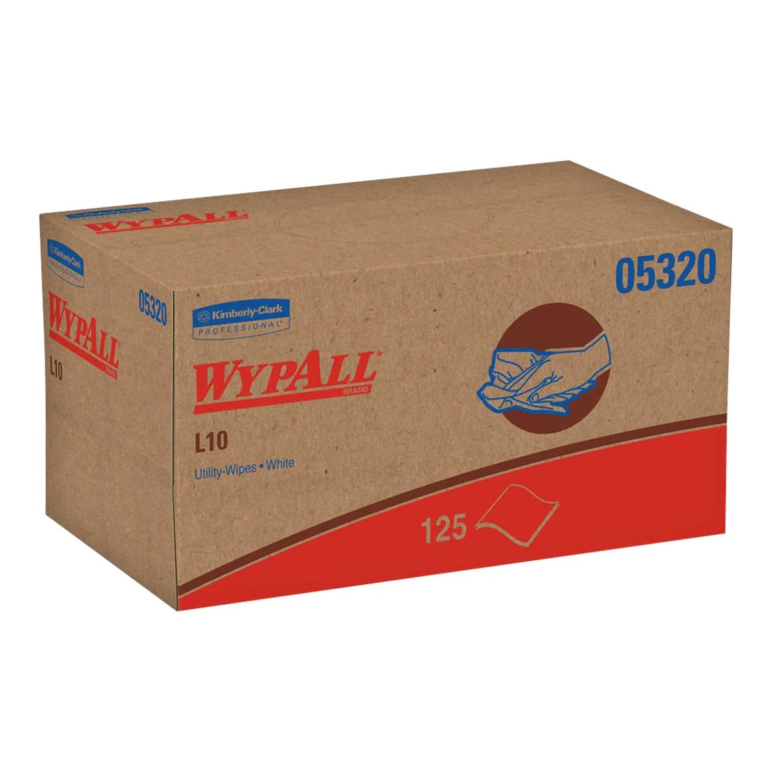 WypAll L10 Paper Wipers, White, 125 Wipes/Pack, 18 Packs/Carton (05320)