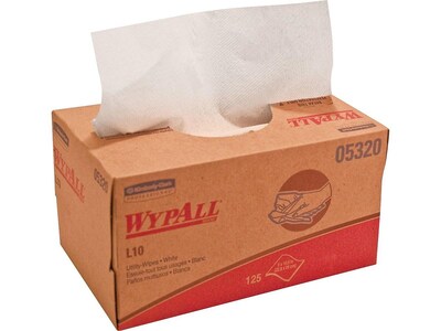 WypAll L10 Paper Wipers, White, 125 Wipes/Pack, 18 Packs/Carton (05320)