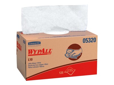 WypAll L10 Paper Wipers, White, 125 Wipes/Pack, 18 Packs/Carton (05320)