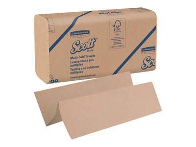 Scott Essential Multifold Paper Towels, 1-Ply, 250 Sheets/Pack, 16 Packs/Carton (01801)