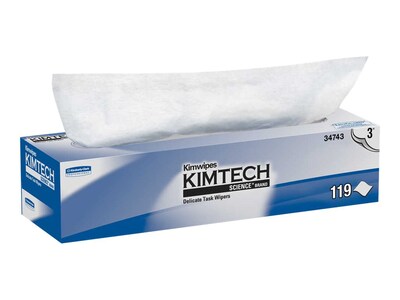 Kimtech Science Kimwipes Fabric Tissue Wipers, White, 119/Box (34743)