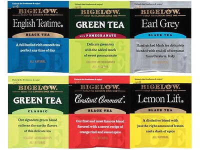 Bigelow Assorted Tea Bags, 28 Bags/Pack, 6 Packs/Carton (RCB15577)