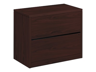 HON 10500 Series 2-Drawer Lateral File Cabinet, Locking, Letter/Legal, Mahogany, 36W (H10563.NN)