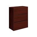 HON 10500 Series 3-Drawer Lateral File Cabinet, Locking, Letter/Legal, Mahogany, 36W (H10517.NN)