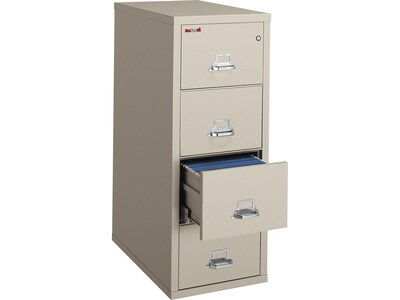 FireKing Patriot 4-Drawer Vertical File Cabinet, Fire Resistant, Letter, Parchment, 31.56"D  (4P1831-CPA)