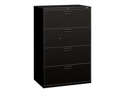 HON 500 Series 3-Drawer Lateral File Cabinet, Locking, Letter/Legal, Black, 36W (H584.L.P)