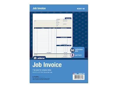 Adams Job Invoices, 11.44"L x 8.5"W, 50 Sets/Pack (NC3817-50)