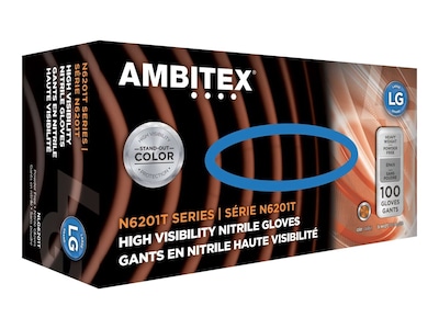 Ambitex N6201T Series Powder Free Orange Nitrile Gloves, Large, 1000/Carton (NLG6201T)