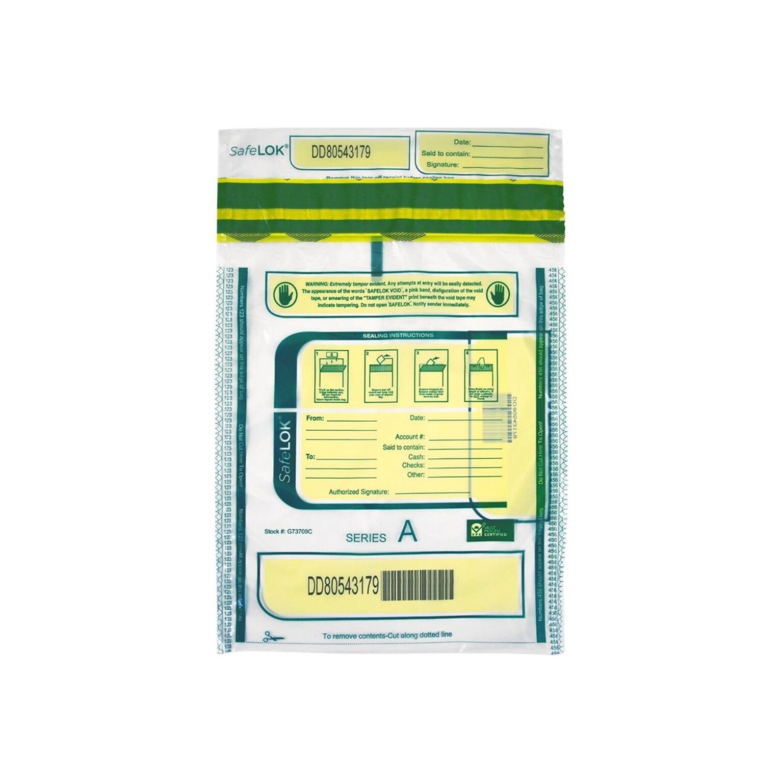 SafeLok Series A Deposit Bags, Clear, 100/Pack (585087)