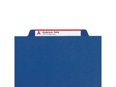 Smead Classification Folders with SafeSHIELD Fasteners, 2" Expansion, Letter Size, 2 Dividers, Dark Blue, 10/Box (14032)