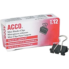 ACCO Binder Clips, Mini, Black, Dozen (A7072010)