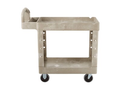 Rubbermaid 2-Shelf Plastic/Poly Mobile Utility Cart with Swivel Wheels, Beige (FG450088BEIG)