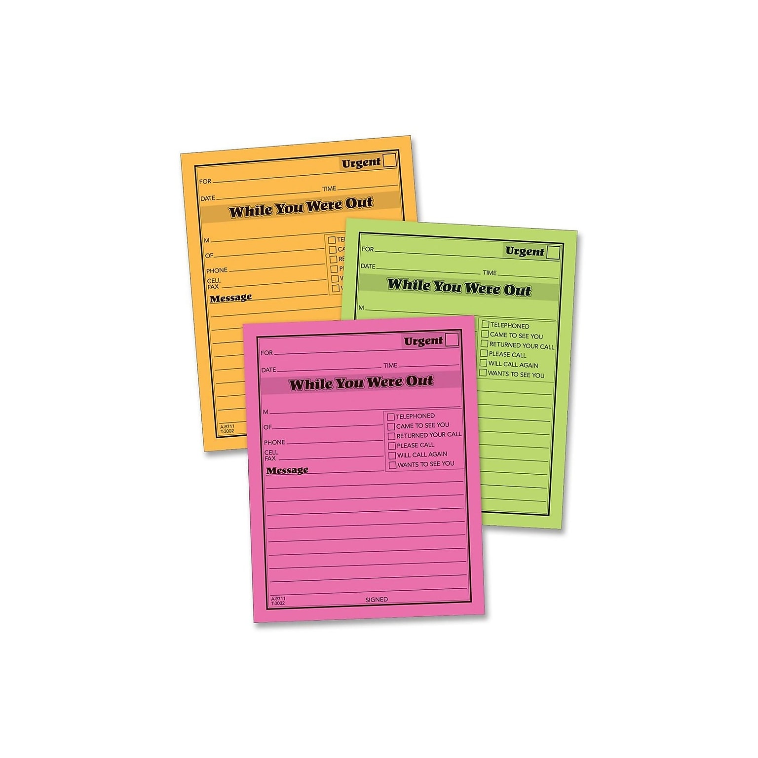 Adams While You Were Out Memo Pads, 4.25 x 5.5, Assorted Colors, 50 Sheets/Pad, 6 Pads/Pack (9711NEON)