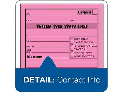 Adams While You Were Out Memo Pads, 4.25" x 5.5", Assorted Colors, 50 Sheets/Pad, 6 Pads/Pack (9711NEON)