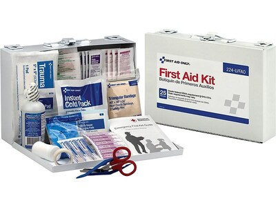 First Aid Only Metal First Aid Kit with Medication, 25 People, 106 Pieces (224-U/FAO)
