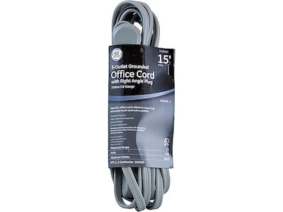 GE Office 3 Outlet Power Strip, Gray (43018)