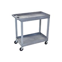 Luxor 2-Shelf Mixed Materials Mobile Utility Cart with Lockable Wheels, Gray (EC11-G)