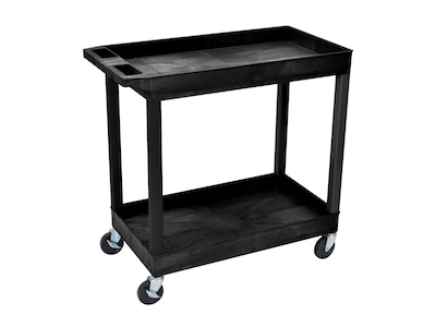 Luxor 2-Shelf Mixed Materials Mobile Utility Cart with Lockable Wheels, Black (EC11-B)