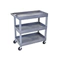 Luxor 3-Shelf Mixed Materials Mobile Utility Cart with Lockable Wheels, Gray (EC111-G)