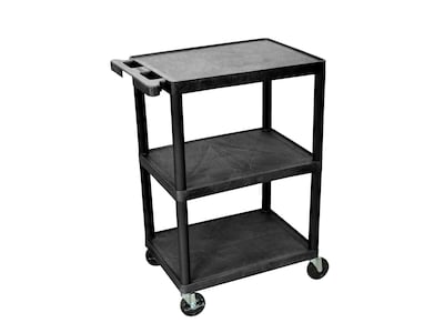 Luxor 3-Shelf Laminate Utility Cart, Black (HE34-B)