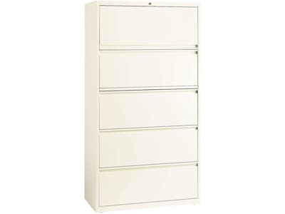 Lorell Binder Storage 5-Drawer Lateral File Cabinet, Locking, Letter/Legal, Beige, 36W (22954)
