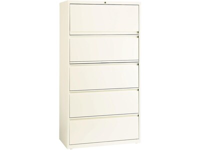 Lorell Binder Storage 5-Drawer Lateral File Cabinet, Locking, Letter/Legal, Beige, 36W (22954)