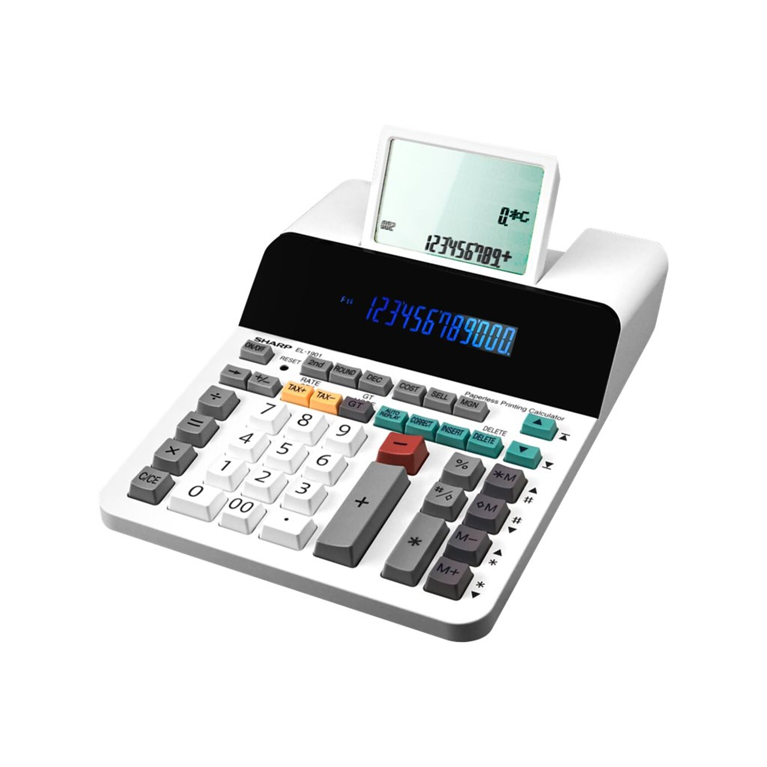 Sharp Paperless (EL-1901) 12-Digit Desktop Calculator, White