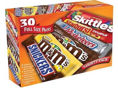 Mars Variety Pack M&M'S, SNICKERS, TWIX & 3 MUSKETEERS Milk Chocolate Pieces, 48 oz., 30 (220-00084)