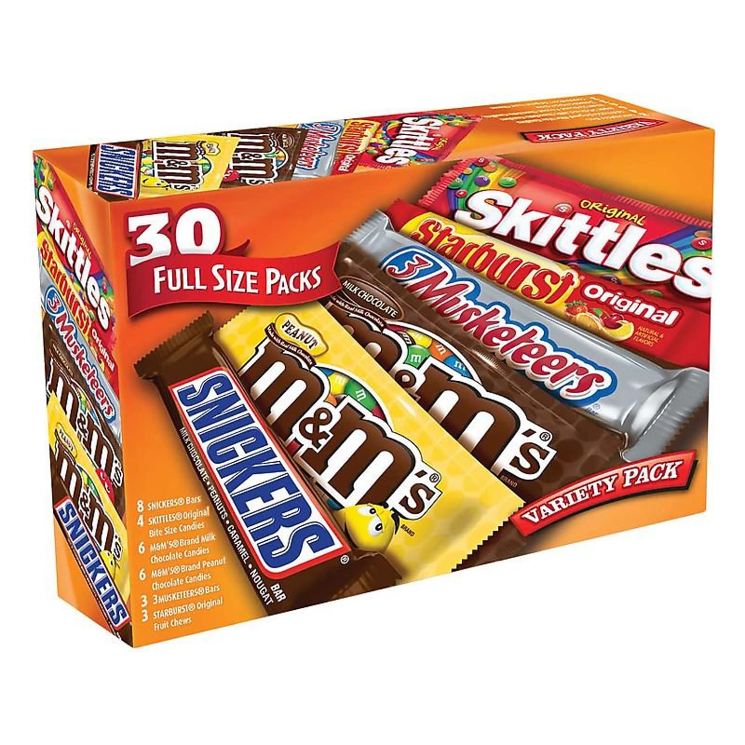 Mars Variety Pack M&MS, SNICKERS, TWIX & 3 MUSKETEERS Milk Chocolate Pieces, 48 oz., 30 (220-00084)