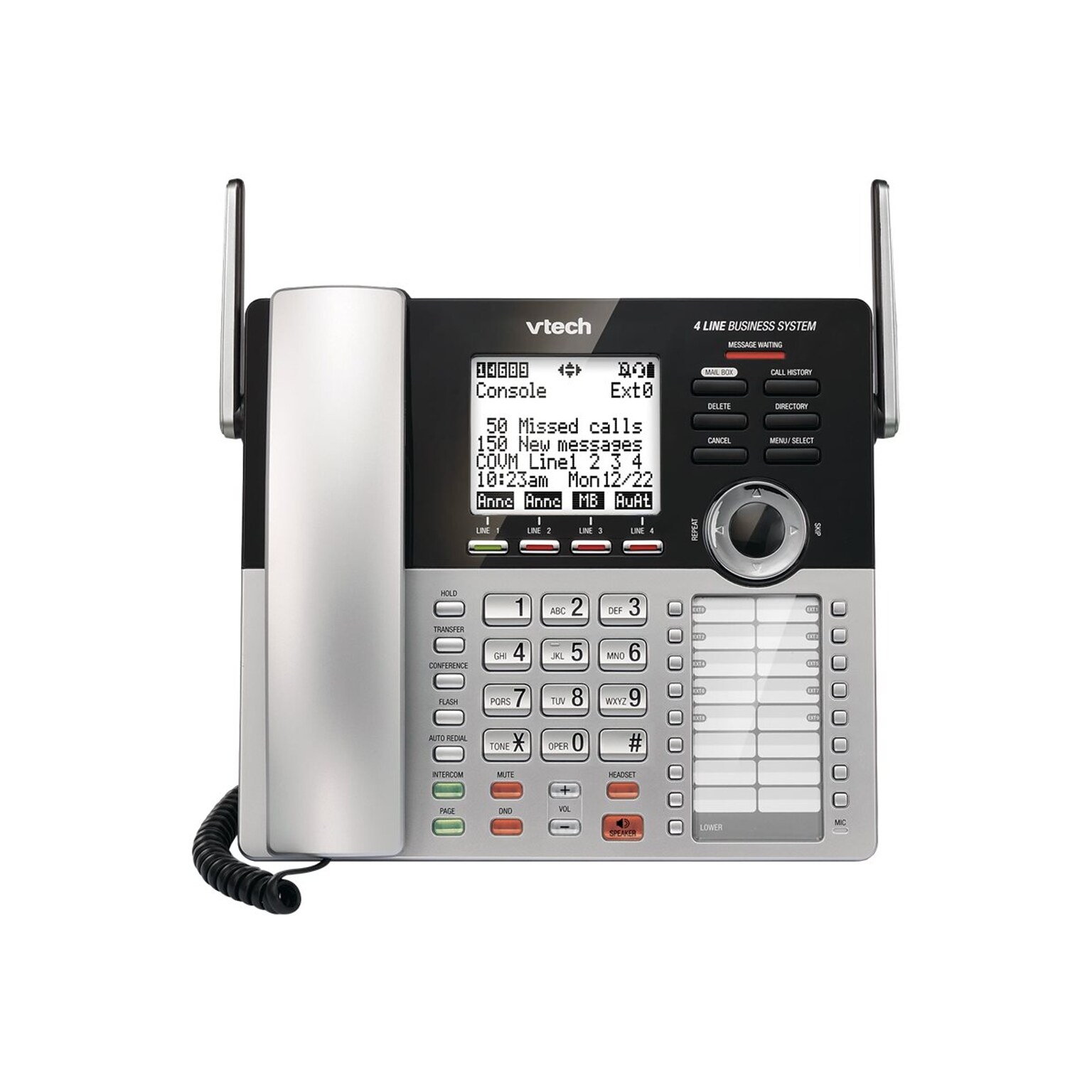 VTech Small Business System 4-Line Phone with Digital Answering, Silver/Black (CM18445)