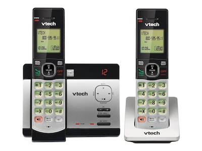 VTech 2-Handset Cordless Telephone, Silver/Black (CS5129-2)