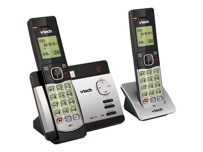 VTech 2-Handset Cordless Telephone, Silver/Black (CS5129-2)